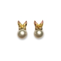 Pendientes de oro y perlas australiana con piedras preciosas